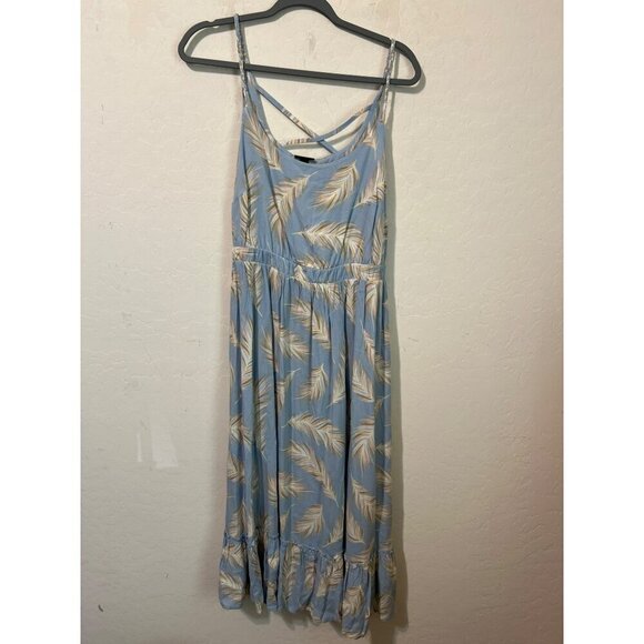 Torrid Sz 00 (US 10 M/L) Light Blue Midi Feather Print Tie Waist Sundress - Picture 2 of 8